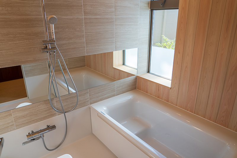 リフォーム工事中でも当社の体験ショールームの特別浴室で入浴ができます。